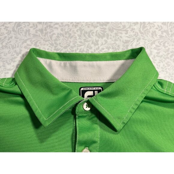 Foot Joy FJ Men's Athletic Fit Performance Golf Polo Shirt XL Neon Green Lime - Picture 5 of 8
